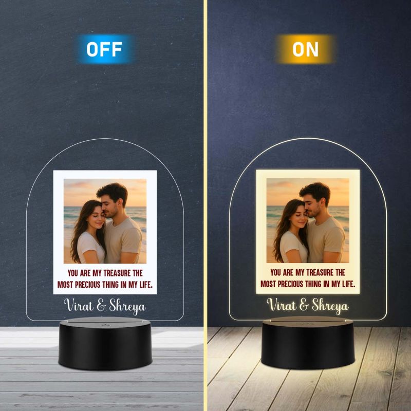 Personalized Couple LED Photo Lamp with Warm White Light Anniversary Gift for Couples, Husband, Wife, Wedding, Birthday, Valentine's Day Memorable Gift